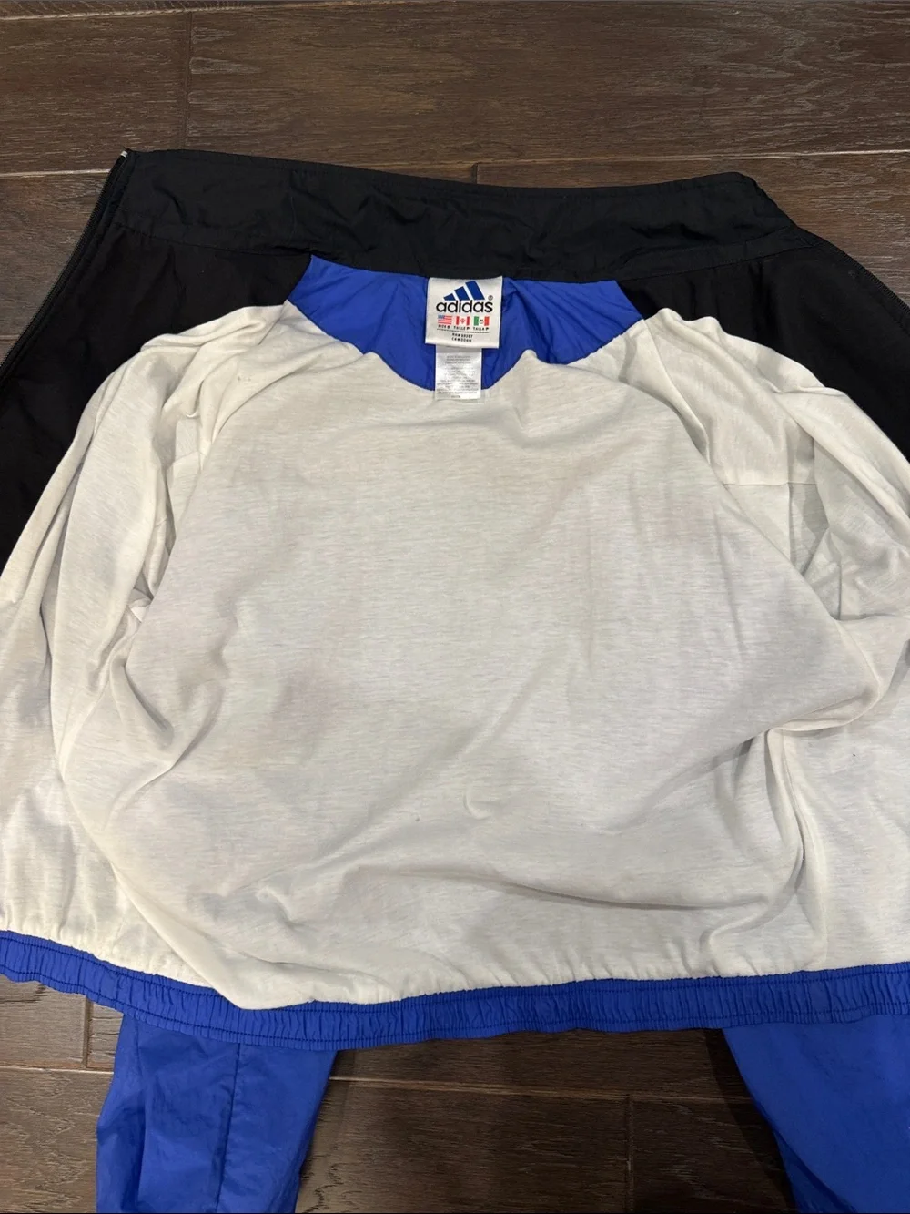 Vintage Adidas Windbreaker Jacket Small Blue Black Colorblock Track 90s